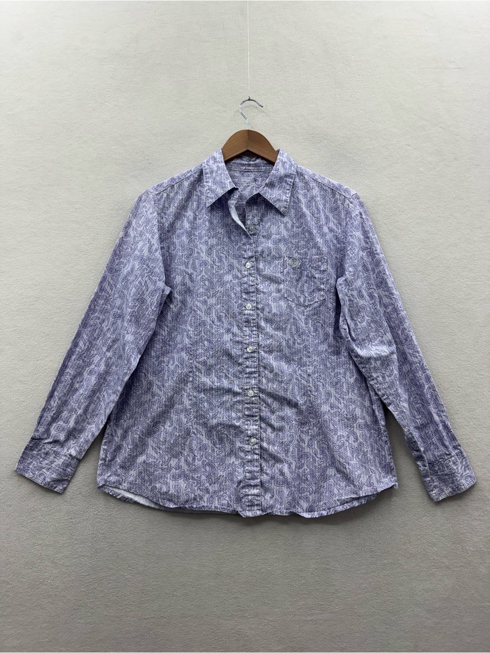 Wrangler George Strait Women’s Large Western Button Up Purple Paisley Shirt